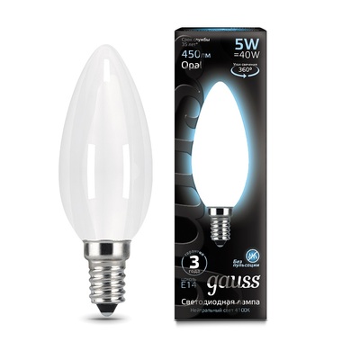 Лампа Gauss LED Filament Свеча OPAL E14 5W 450lm 4100K 103201205