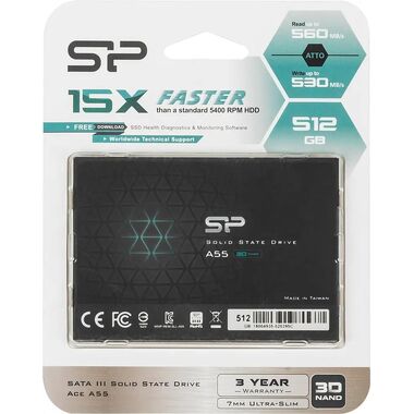 SSD накопитель Silicon Power Ace A55 SP512GBSS3A55S25 512ГБ, 2.5", SATA III,  SATA