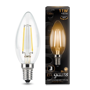 Лампа Gauss LED Filament Свеча E14 11W 720lm 2700K 103801111