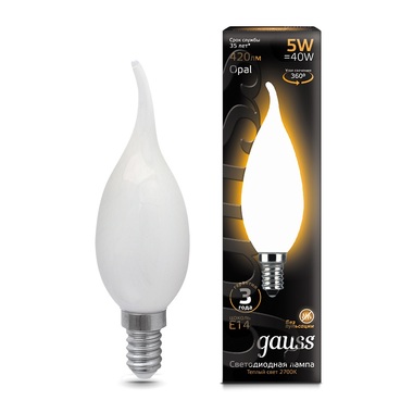 Лампа Gauss LED Filament Свеча на ветру OPAL E14 5W 420lm 2700K 104201105