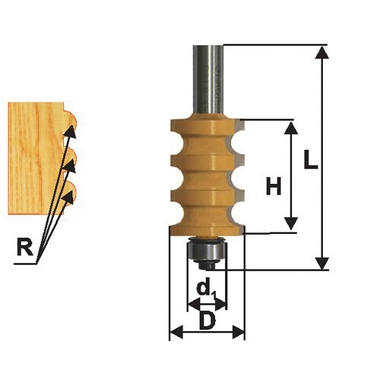 Фреза кромочная фигурная (22.2х26 мм; R 3 мм; хвостовик 12 мм) по дереву Энкор 10691