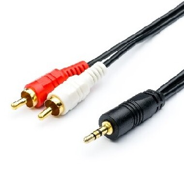 Аудио-видео шнур GEPLINK (AT1009) аудио-кабель 1.5 m (mini-Jack3.5(m)  2RCA(m), стерео, пакет) (5)