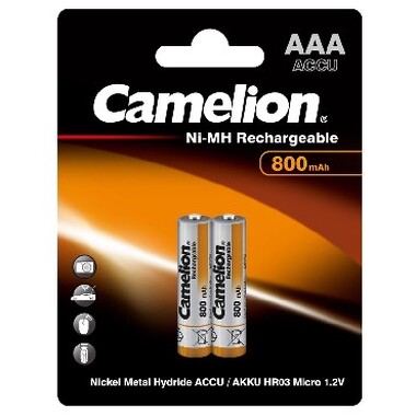 Аккумулятор CAMELION AAA- 800mAh Ni-Mh BL-2 (NH-AAA800BP2, аккумулятор,1.2В)