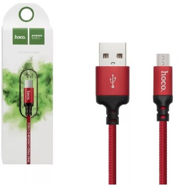Кабель HOCO X14 USB (m)-microUSB (m) 1.0м 2.0A силикон красный черный o-1231895