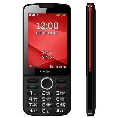 МОБИЛЬНЫЕ ТЕЛЕФОНЫ СТАНДАРТ GSM TEXET TM-308 цвет черный-красный