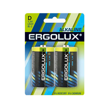 Батарейка 1.5В Ergolux Alkaline LR20 BL-2 11752