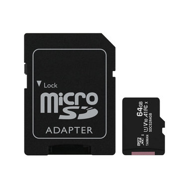 Карта памяти microSDXC 64 GB KINGSTON Canvas Select Plus, UHS-I U1, 100 Мб/с (class 10), адаптер, SDCS2/64GB