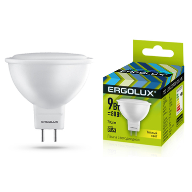 Электрическая светодиодная лампа Ergolux LED-JCDR-9W-GU5.3-3K JCDR 9Bт GU5.3 3000K 172-265B 13624