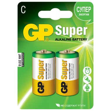 Батарейка Super Alkaline LR14 (2 шт; блистер) GP 14A-BC2/ 14A-CR2/14A-2CR2