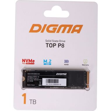 SSD накопитель Digma Top P8 DGST4001TP83T 1ТБ, M.2 2280, PCI-E 4.0 x4, NVMe,  M.2, rtl 1783588