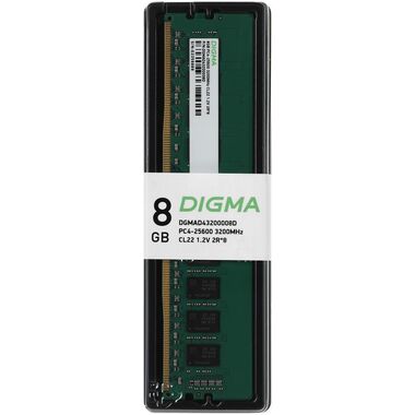 Оперативная память Digma DGMAD43200008D DDR4 -  8ГБ 3200МГц, DIMM,  Ret 1926780