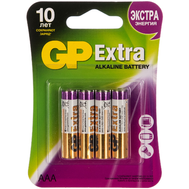 Алкалиновые батарейки GP AАA 4 шт Extra Alkaline 24А 24AX-2CR4 Extra