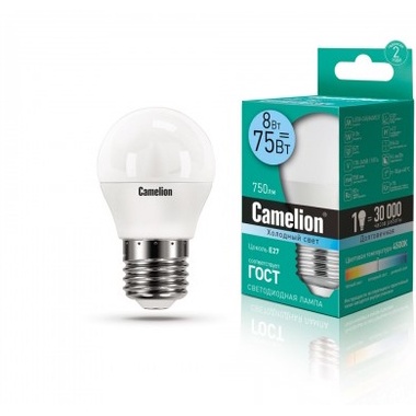 Светодиодная лампа Camelion LED8-G45/845/E27 8Вт 220В 12394