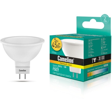 Светодиодная лампа Camelion LED5-MR16/830/GU5.3 5Вт 12В AC/DC 12025