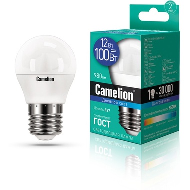 Светодиодная лампа Camelion LED12-G45/865/E27 12Вт 220В 13698