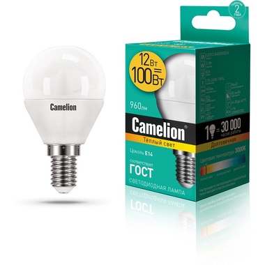 Светодиодная лампа Camelion LED12-G45/830/E14 12Вт 220В 13693