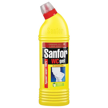 Средство для уборки туалета 1кг WC gel лимонный фреш SANFOR 1954 601957
