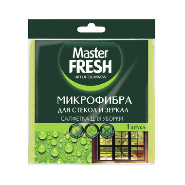 Салфетка для стекол и зеркал Master Fresh, микрофибра, 30 x 30 см С0006171