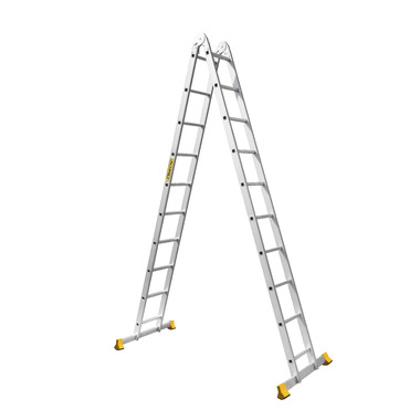 Алюминиевая двухсекционная шарнирная лестница 2x7 ступеней Алюмет (Т207)