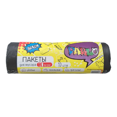 Мешки для мусора Parlo, 10 мкм, 120 л, 10 шт, черные С0006474