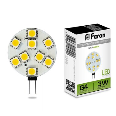 Светодиодная лампа FERON 3W 12V G4 4000K, LB-16 25093