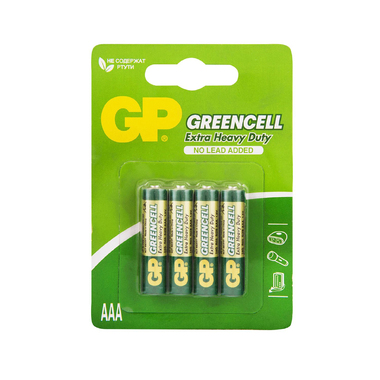 Батарейка GP Greencell 24G-2CR4, типоразмер ААА, 4 шт 10883