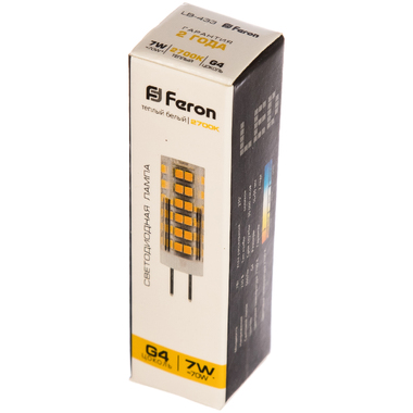 Светодиодная лампа FERON 7W 230V G4 2700K, LB-433 25863