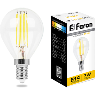 Светодиодная лампа FERON 7W 230V E14 2700K, LB-52 25874