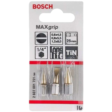 Набор бит (25 мм; 3 шт) прямой шлиц TIN SET Bosch 2607001751