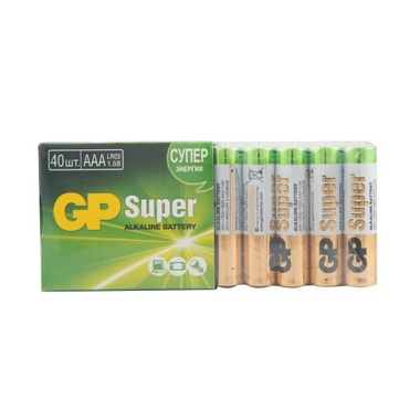 Алкалиновые батарейки GP ААA 40 шт Super Alkaline 24А 24A-2CRVS40