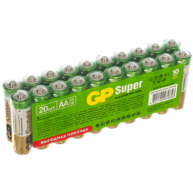 Алкалиновые батарейки GP АA 20 шт Super Alkaline 15А 15A-2CRVS20