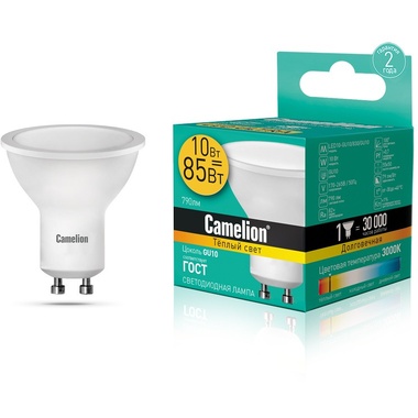 Светодиодная лампа Camelion LED10-GU10/830/GU10 10Вт 220В 13682