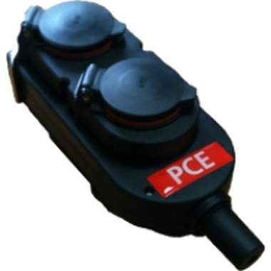 Подвесная колодка PCE 4-Shuko 16А 230V 1P+N+E IP44 с крышками, черная 9043