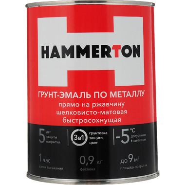 Грунт-эмаль по ржавчине Hummerton 3 в 1 зеленый 0.9 кг 14 205548 HAMMERTON