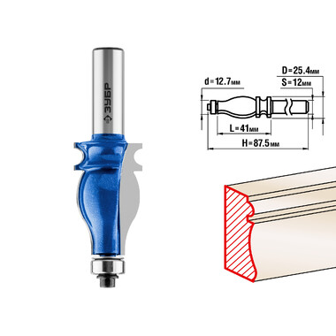 Фреза кромочная фигурная №5 ПРОФЕССИОНАЛ (25.4х41х87.5 мм; хвостовик 12 мм) Зубр 28716-25.4