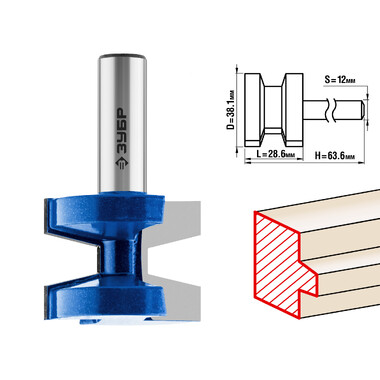 Фреза пазо-шиповая наборная ПРОФЕССИОНАЛ (38.1х28.6х64 мм; хвостовик 12 мм) Зубр 28731-38.1-2