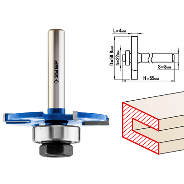 Фреза горизонтально-пазовая ПРОФЕССИОНАЛ (50.8х4х55 мм; хвостовик 8 мм) Зубр 28757-50.8-4