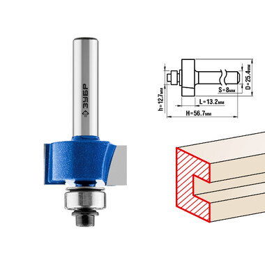 Фреза фальцевая ПРОФЕССИОНАЛ (25.4х13х56.5 мм; хвостовик 8 мм) Зубр 28758-25.4