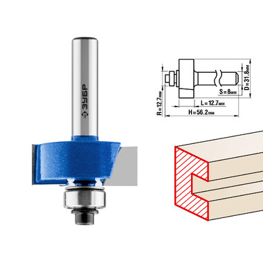 Фреза фальцевая ПРОФЕССИОНАЛ (31.8х13х56.2 мм; хвостовик 8 мм) Зубр 28758-31.8
