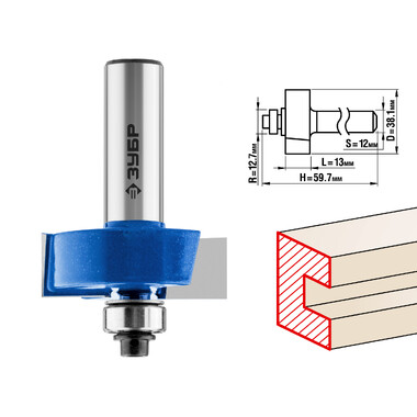 Фреза фальцевая ПРОФЕССИОНАЛ (38.1х13х59.5 мм; хвостовик 12 мм) Зубр 28758-38.1-12