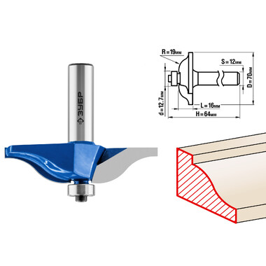 Фреза фигирейная №1 ПРОФЕССИОНАЛ (70х16х64 мм; хвостовик 12 мм) Зубр 28760-70