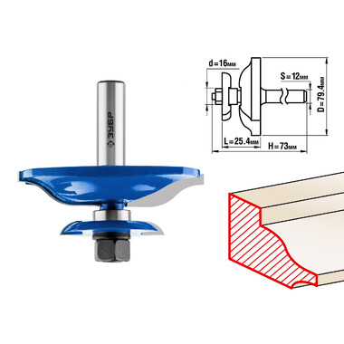 Фреза фигирейная двухсторонняя ПРОФЕССИОНАЛ (79.4х25.4х73 мм; хвостовик 12 мм) Зубр 28763-79.4