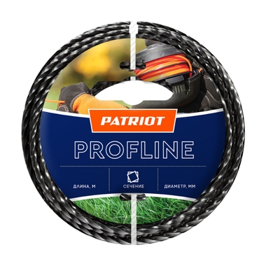 Леска Profline (15 м; 3 мм; скрученный квадрат; черный) PATRIOT 805402211