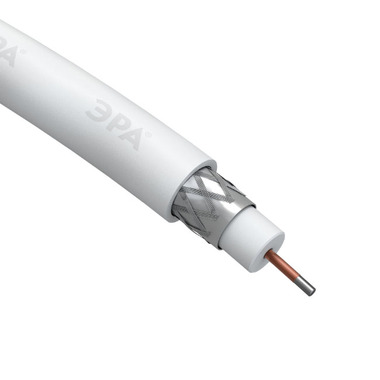 Коаксиальный кабель ЭРА RG6U, 75 Ом, CCS/, PVC, цвет белый Б0044598 ERA