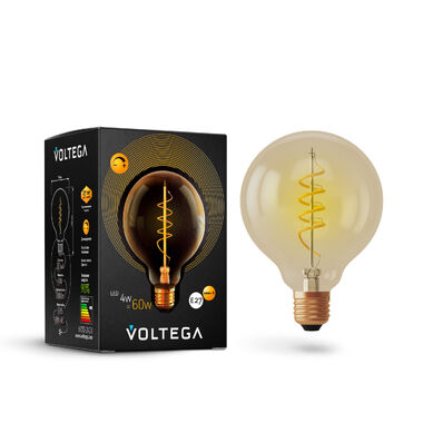 Светодиодная лампа VOLTEGA Шар диммируемый GOLD G95 Е27 4W 2000К 7076