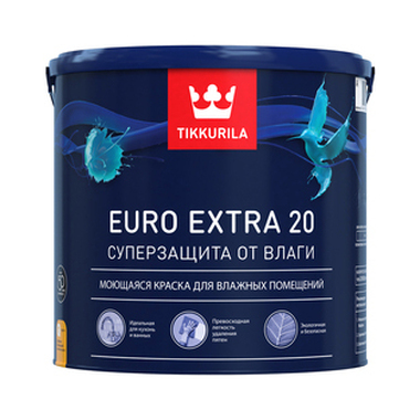 Краска TIKKURILA EURO EXTRA 20 моющаяся для влажных помещений, база A 2,7л 700001106