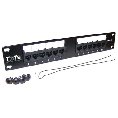 Патч-панель TWT 10, 12 портов RJ-45, категория 5e, UTP, 1U, монтажный размер 254мм, PP12UTP-10