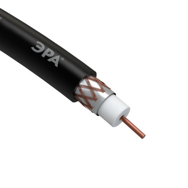 Коаксиальный кабель ЭРА RG6U, 75 Ом, Cu/, PE, цвет черный Б0044604 ERA