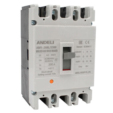 Автоматический выключатель ANDELI AM1-250L/3P 250A 35KA ADL06-042