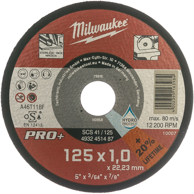 Отрезной диск PRO+ (125х22.2x1 мм) Milwaukee 4932451487